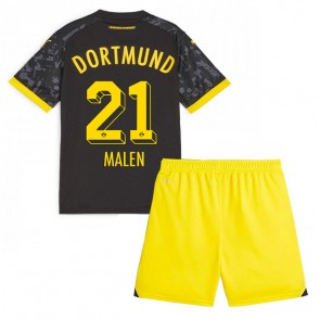 Borussia Dortmund Donyell Malen #21 Gostujuci Dres za Dječji 2023-24 Kratak Rukavima (+ kratke hlače)